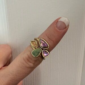 Kendra Scott Margot multi-gemstone cocktail ring Gold Plated Size 7